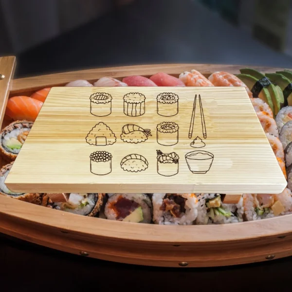 01 - Japanese Wooden Sushi Serving Tray - Image 2