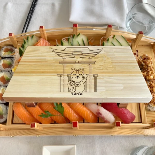 01 - Japanese Wooden Sushi Serving Tray - Image 5